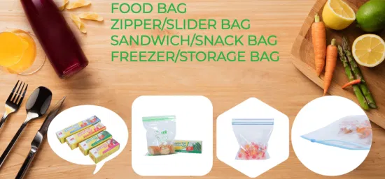 FDA Imballaggio alimentare in plastica Borsa a chiusura lampo Borsa per la conservazione degli alimenti Borsa per congelatore Borsa per snack Borsa per sandwich