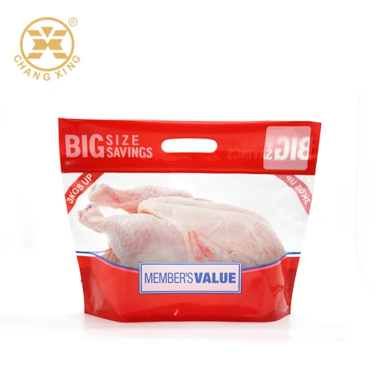 Stampa personalizzata Confezione per alimenti portatile in plastica da 3 kg Doypack Borsa in Mylar con chiusura a zip con finestra per pollo arrosto Pollo Asado